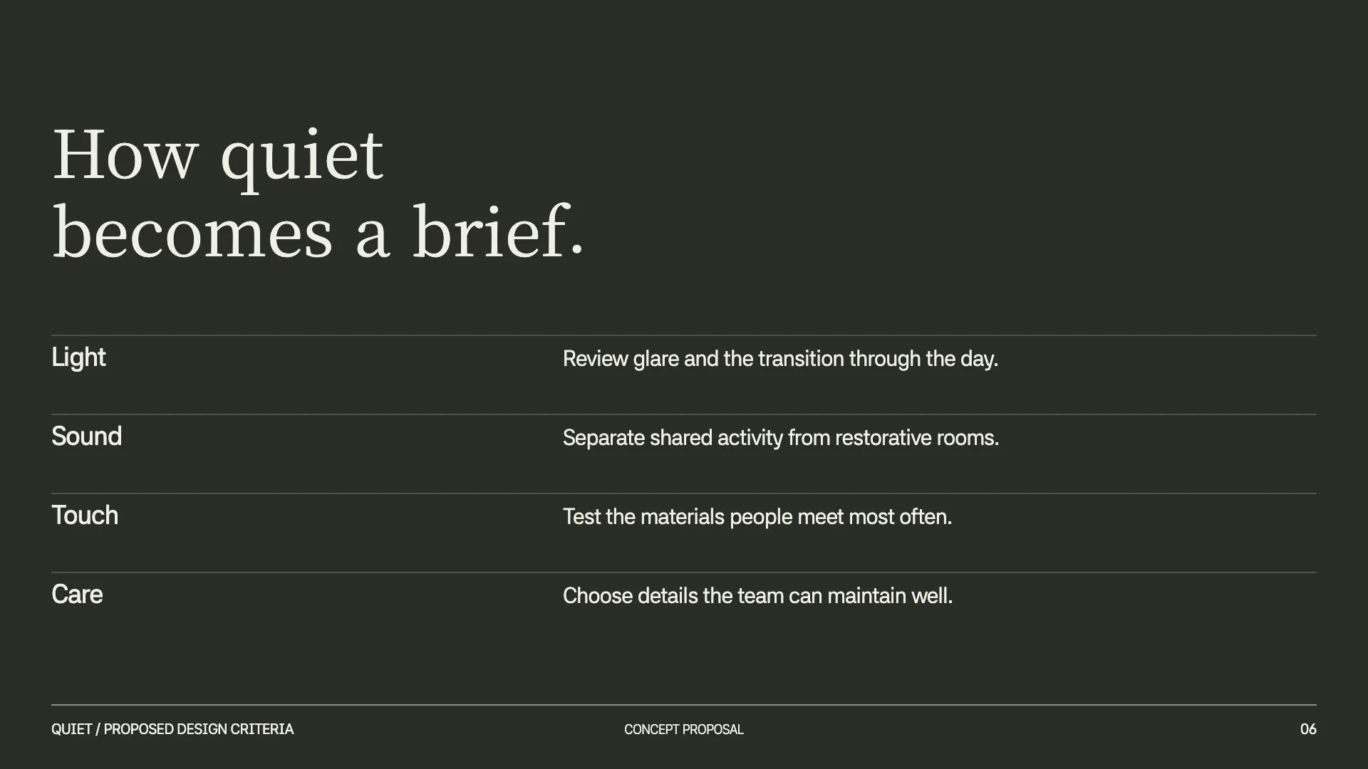 Quiet by Design slide 6